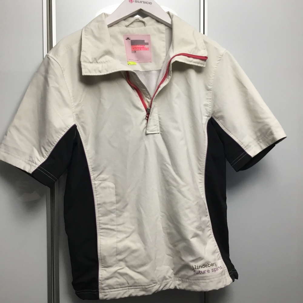 J Lindeberg Skelly Short Sleeve Quarter Zip Golf Rain Shirt Size M